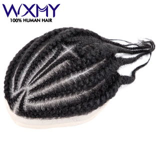Braids Full Lace Base Toupee Men's Wig Male Hair Prosthesis Crochet Braids Lace  afro Wigs Human Hair Systems  For Black Men