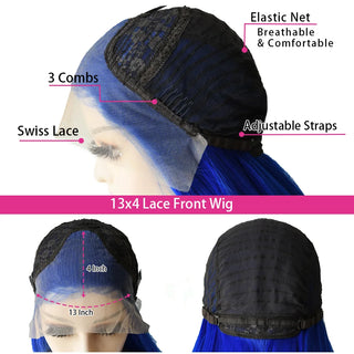Purple Lace Front Wig 13x4 Glueless Layered Cut Lace Wigs PrePlucked Hd Lace Long Straight Wig For Women Cosplay Daily Use