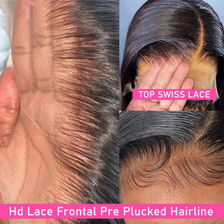 Wdbybeauty full Lace Front Human Hair Transparent Bon Straight Lace Front Wig Pre Plucked 360 Lace Frontal Wig Human Hair Wigs for Women
