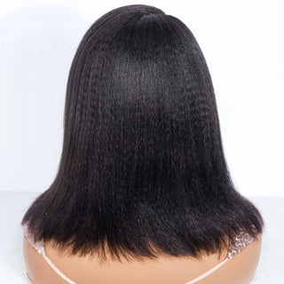 Lekker Glueless Kinky Straight Bob Part Lace 100% Human Hair Wigs For Women Brazilian Remy Hair Natural Dark Wear to go Yaki Wig
