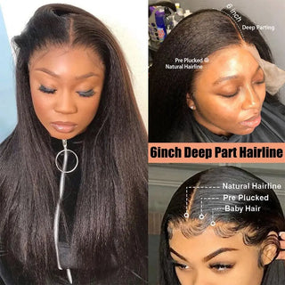 5x5 Transparent Lace Closure Wig Double Texture Kinky Straight And Body Wave Pre Plucked Human Hair Glueless Wig Ready To Wear