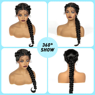 WDBY Beauty Handmade Knotless Twist Braided Lace Front Wig – Synthetic Braided Wig with Baby Hair