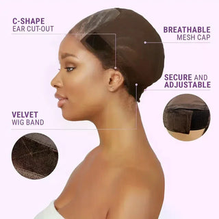 WDBY Beauty Headband Wig Cap – Non-Slip U Part Lace Wig Cap with Adjustable Velvet Wig Grip
