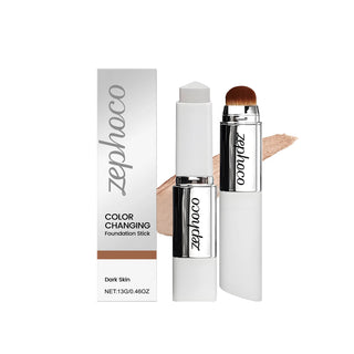 Brightening Skin Color-Changing Foundation Stick Lightweight Moisturizing Cover Skin Flaws Smooths Pores Fine Lines Matte Finish