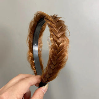 Wdbybeauty New Lazy Wig Twist Headbands For Women Wide Fishbone Braids Hairbands Handmade Retro Head Hoop Hair Styling Headwear Accessories