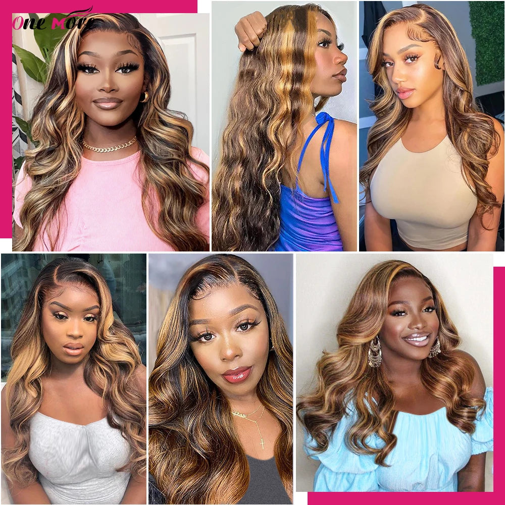 2x6 Closure With Bundles Honey Blonde Body Wave Bundles With Closure Ombre Colored Highlight Human Hair Bundles With Closure