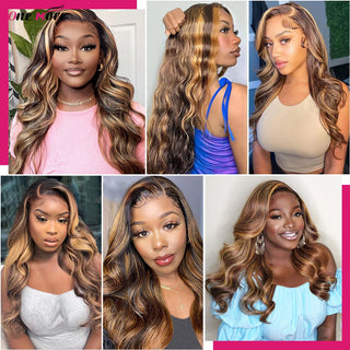 2x6 Closure With Bundles Honey Blonde Body Wave Bundles With Closure Ombre Colored Highlight Human Hair Bundles With Closure