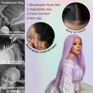 HD Lace Front Wig Skunk Stripe 13X6 Lace Wig Pre Plucked Glueless Synthetic Heat Resistant Long Straight Black and Blonde Wigs