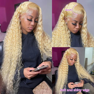WDBY Beauty 613 Blonde HD Lace Frontal Wig – Deep Wave Curly Human Hair Wig 13x6/13x4