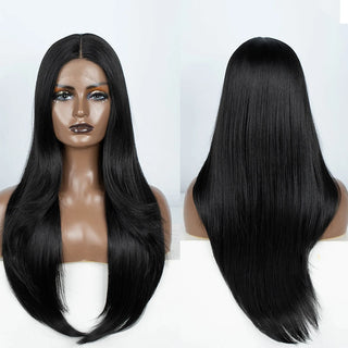 WDBY Beauty Blonde Layered Synthetic Lace Front Wig – Straight Wig with Bangs & Baby Hair