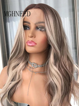 Wdbybeauty highlighted Human Hair Lace Frontal Wig Brown Blonde 13x4 Lace Front Wigs For Women Natural Wave HD Transparent Lace Brazilian