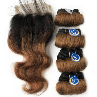Brazilian Curly Bundles With Closure 1B/27/30/99J Ombre Bundles With Closure Remy Human Hair Weave Closure Lace Frontal