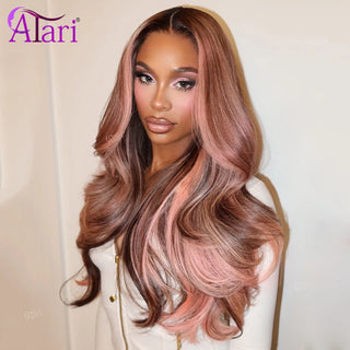 WDBY Beauty Pink Brown Highlight Body Wave HD Lace Wig – Brazilian Remy Human Hair Wig 13x4/13x6