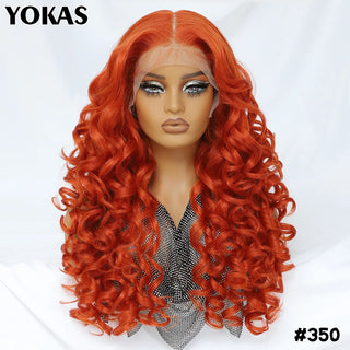 Latisha Lace Frontal Wigs Synthetic 24 Inch Loose Curl Pre Plucked Lace Frontal Wig For Women Highlight With Baby Hair 13X6 Wigs
