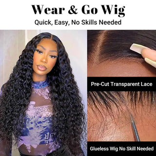 WDBY Beauty Wear & Go Deep Wave HD Lace Wig – Pre-Cut Pre-Plucked Glueless Human Hair Wig