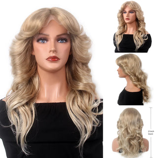 Wdbybeauty T-part HD Lace Front 60s 70s Blonde Wig Farrah Fawcett Wigs  Disco Synthetic Hair Long Curly Glueles Full Wigs for Women Lady