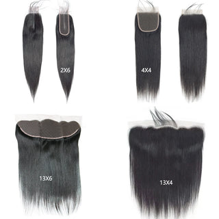 Straight Hair 2X6 13x4 Lace Frontal Closure Only 4x4 5x5 6x6 Lace Closure Brazilian Hair PrePlucked Hair Line Human Hair Closure