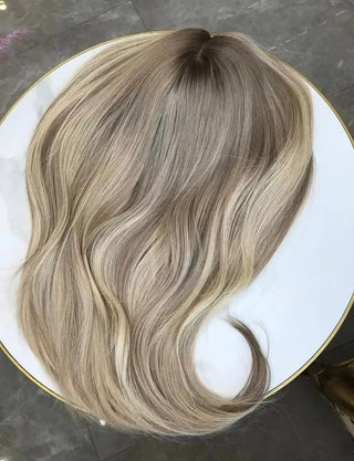 Highlight Wig Human Hair Brown Root Ash Blonde Lace Frontal Human Hair Full Lace Wigs Glueless 13x6 HDTransparent Lace Brazilian