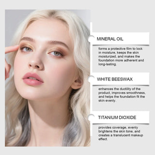 Brightening Skin Color-Changing Foundation Stick Lightweight Moisturizing Cover Skin Flaws Smooths Pores Fine Lines Matte Finish