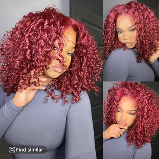 10A 6x5 Glueless Lace Human Hair Wigs Ready To Wear And Go Short Curly Ombre Highlights Brown Blonde Ginger 99J Colored Wigs