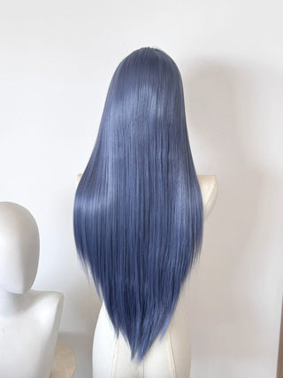 WDBY Beauty Grayish Blue & Purple HD Lace Front Wig – Long Straight Synthetic Cosplay Wig