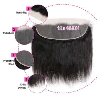 Bone Straight Bundles with Closure Human Hair Brazilian Virgin Hair 3 Bundle with 13x4 HD Lace Frontal Unprocessed Virgin Hair