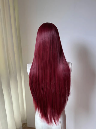 Wine Red Lace Front Wig for Women 26Inch Long Straight 13*4 Lace Wigs High Quality Synthetic Lace Wig Natural for Cosplay Peluca
