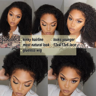 Wdbybeauty 13x6 Lace Front Human Hair Wigs For Girls Deep Curly Wig Kinky Hairline With Yaki Kinky Edges Baby Hair PrePlucked 13x4 Lace Wig