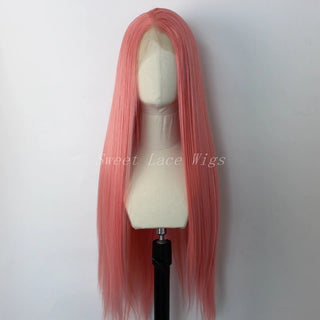 WDBY Beauty – Rose Pink Straight Synthetic Lace Front Wig (Glueless, Natural Hairline, Daily Wear / Cosplay)