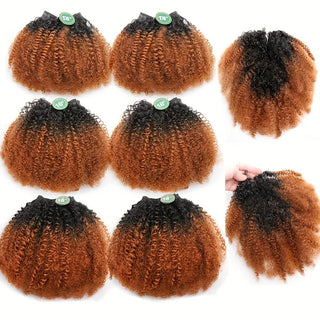 Afro Kinky Curly Hair Bundles with Closure High Temperature Fiber Synthetic Hair 6 Bundles with Closure Kinky Curly Hair 240G