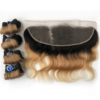 Brazilian Curly Bundles With Closure 1B/27/30/99J Ombre Bundles With Closure Remy Human Hair Weave Closure Lace Frontal
