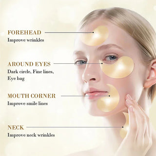 24K Gold Eye Patches – Hyaluronic Acid & Collagen Anti-Dark Circles | WDBY Beauty
