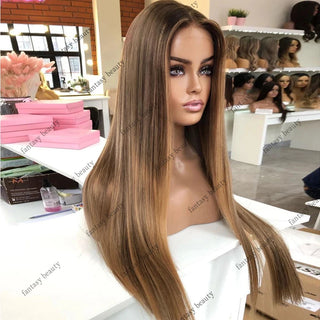 WDBY Beauty – Light Brown Blonde Highlight 360 Full Lace Front Wig (13x6 HD Lace Frontal)