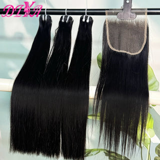 Bundles with 5x5 HD Lace Closure Double Drawn Bone Straight Raw Vietnamese Hair Bundles Virgin Hair Bundles with 13x4 Lace Front