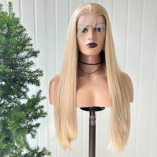 AIMEYA Long Straight Synthetic Lace Front Wig 13X6 Lace Deep Part Wigs for Women Transparent Pre Plucked Blonde Cosplay Wigs