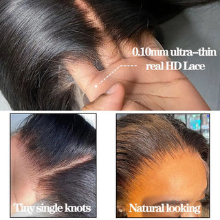 Body Wave 13x4 HD Lace Frontal Human Hair Tiny Knots Real Invisible HD Lace Frontal Closure Human Hair Ear to Ear Full Density