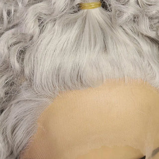WDBY Beauty – Webster Silver Grey Deep Wave Synthetic Lace Front Wig (Glueless Long Curly Style for Women)