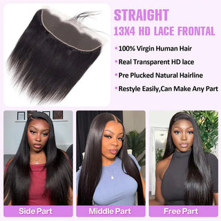 Straight 13x4 HD Lace Frontal Closure Pre Plucked 4x4 5x5 Transparent Lace Closure Brazilian Virgin Human Hair
