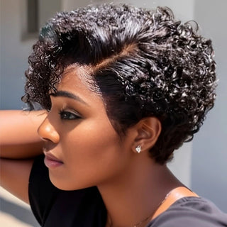 Curly Pixie Cut Lace Front Wig Brazilian Virgin Human Hair