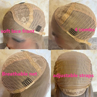 Glueless Wig High Quality Wigs Long Deep Curly Wave Wig Ombre Ash Blonde HD Wig Soft Natural Synthetic Lace Front Wig For Women
