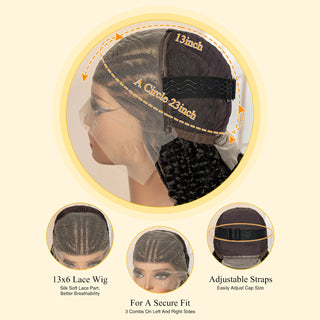 WDBY Beauty 13x6 Knotless Braided Lace Frontal Wig – 22” Handmade Cornrow Curly Synthetic Wig