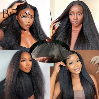 Ultra-Fitted 34in Kinky Straight Skinlike 13X6 HD Lace Front Wig 13x4 HD Lace Full Frontal Human Hair Wig Pre plucked For Women