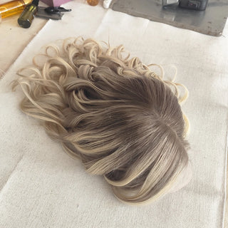 Luxury Highlight human hair lace wigs Dark Brown Roots Mix Blonde body wave human hair wigs European Hair Full Lace for Women
