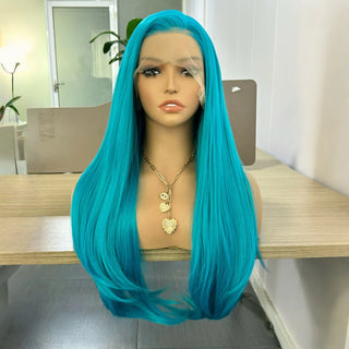 WDBY Beauty Long Wavy Blue & Teal Green 13x4 Lace Front Wig – Synthetic Free Part Cosplay Wig