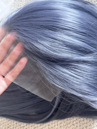 WDBY Beauty Grayish Blue & Purple HD Lace Front Wig – Long Straight Synthetic Cosplay Wig