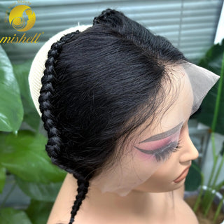 10 Inches 13X4 Transparent Lace Frontal with Braids Natural Burmese Remy Hair Lace Frontal for Women Girls