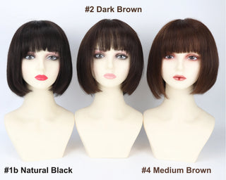 Wdbybeauty Silk Top Wig with Lace Front Short Bob Pixie Cut Wig for Women 100% Human Hair Remy Soft Breathable Lightweight Everyday Wear