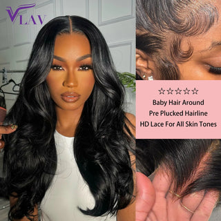 Glueless Wigs Human Hair Wear And Go Body Wave 13×6 HD Lace Frontal Wig 13×4/360 HD Transparent Lace Preplucked For Women VLAV