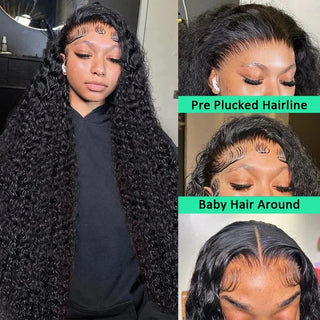 WDBY Beauty – Curly Deep Wave Lace Frontal Wig (13x6 / 13x4 HD Lace Front 250% Density Human Hair Wig for Black Wome