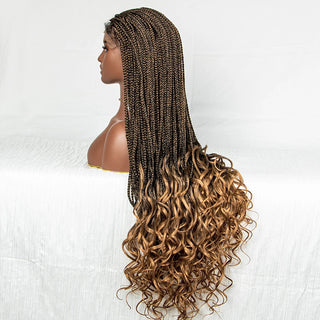 Wdbybeauty lace Front Synthetic Cornrow Braids Wig Wavy Ends 9x6 Lace Long Cornrow Braided Wig Knotless Afro Braiding Hair Wavy Ends Wig